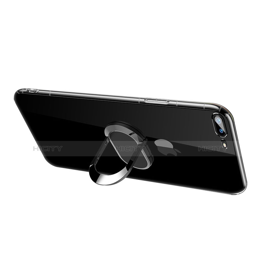 Silikon Hülle Handyhülle Ultradünn Tasche Durchsichtig Transparent mit Fingerring Ständer T01 für Apple iPhone 8 Plus Klar