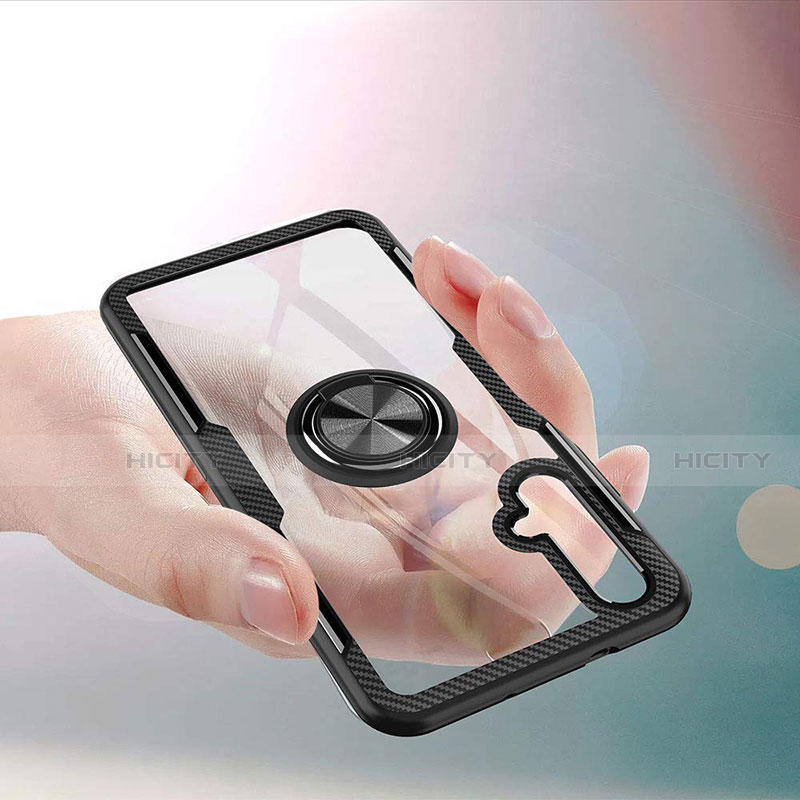 Silikon Hülle Handyhülle Ultradünn Tasche Durchsichtig Transparent mit Fingerring Ständer T01 für Huawei Honor 20 Blau