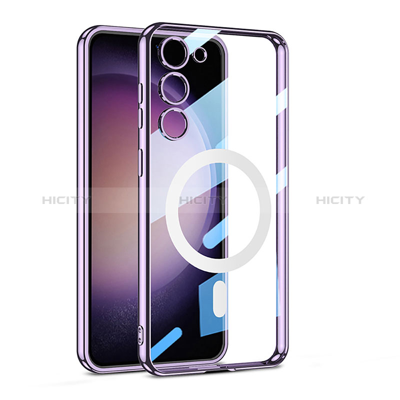 Silikon Hülle Handyhülle Ultradünn Tasche mit Mag-Safe Magnetic Magnetisch Durchsichtig Transparent AC1 für Samsung Galaxy S22 5G Violett