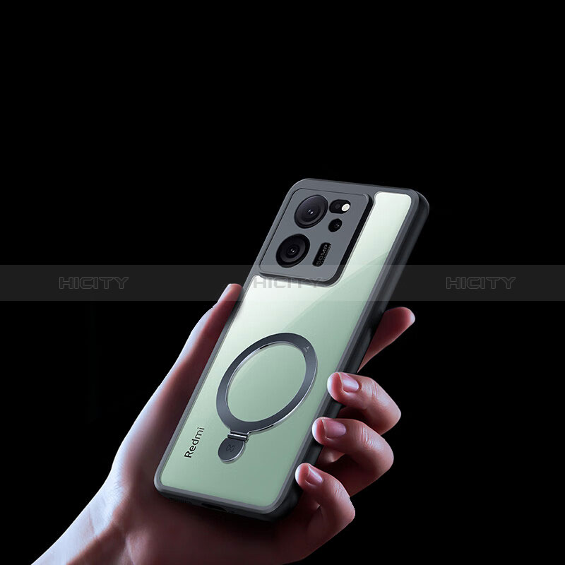 Silikon Hülle Handyhülle Ultradünn Tasche mit Mag-Safe Magnetic Magnetisch Durchsichtig Transparent für Xiaomi Mi 13T 5G Schwarz
