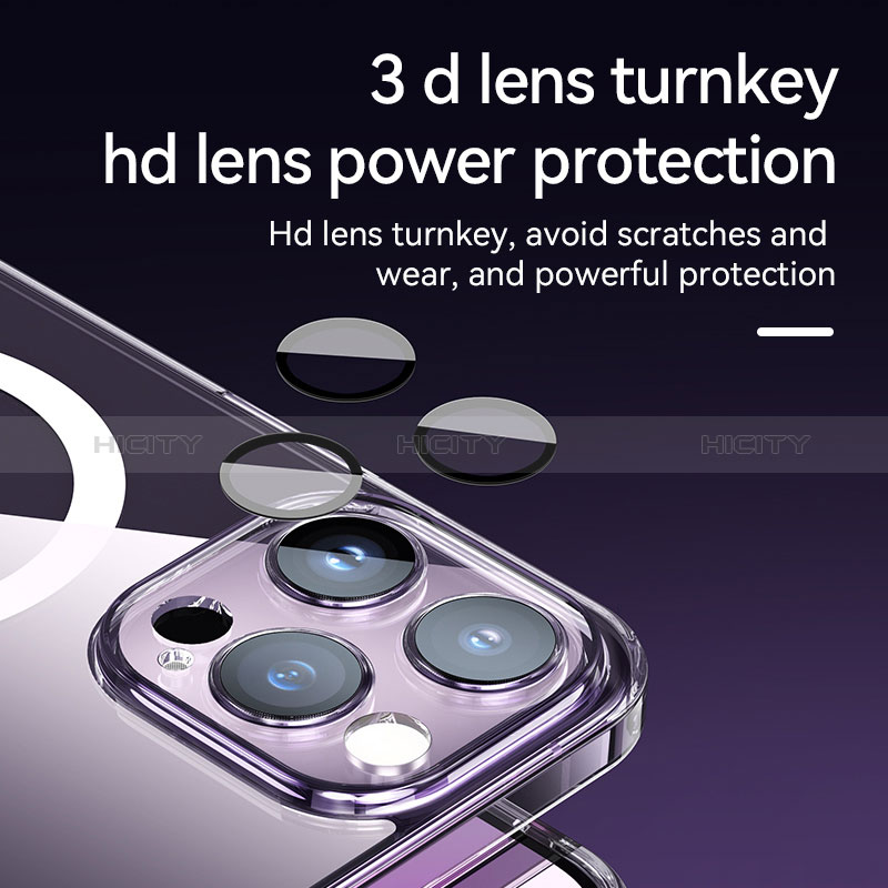 Silikon Hülle Handyhülle Ultradünn Tasche mit Mag-Safe Magnetic Magnetisch Durchsichtig Transparent LD1 für Apple iPhone 14 Pro groß