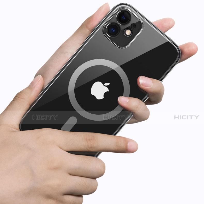 Silikon Hülle Handyhülle Ultradünn Tasche mit Mag-Safe Magnetic Magnetisch Durchsichtig Transparent M01 für Apple iPhone 12 groß