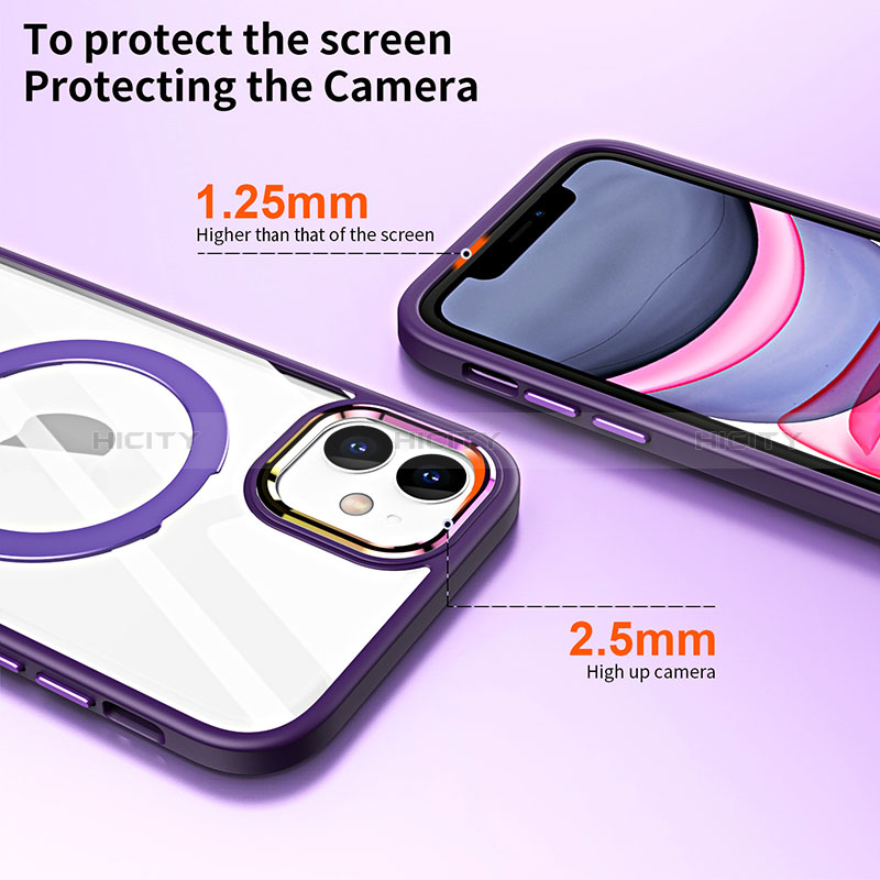 Silikon Hülle Handyhülle Ultradünn Tasche mit Mag-Safe Magnetic Magnetisch Durchsichtig Transparent SD1 für Apple iPhone 11 groß
