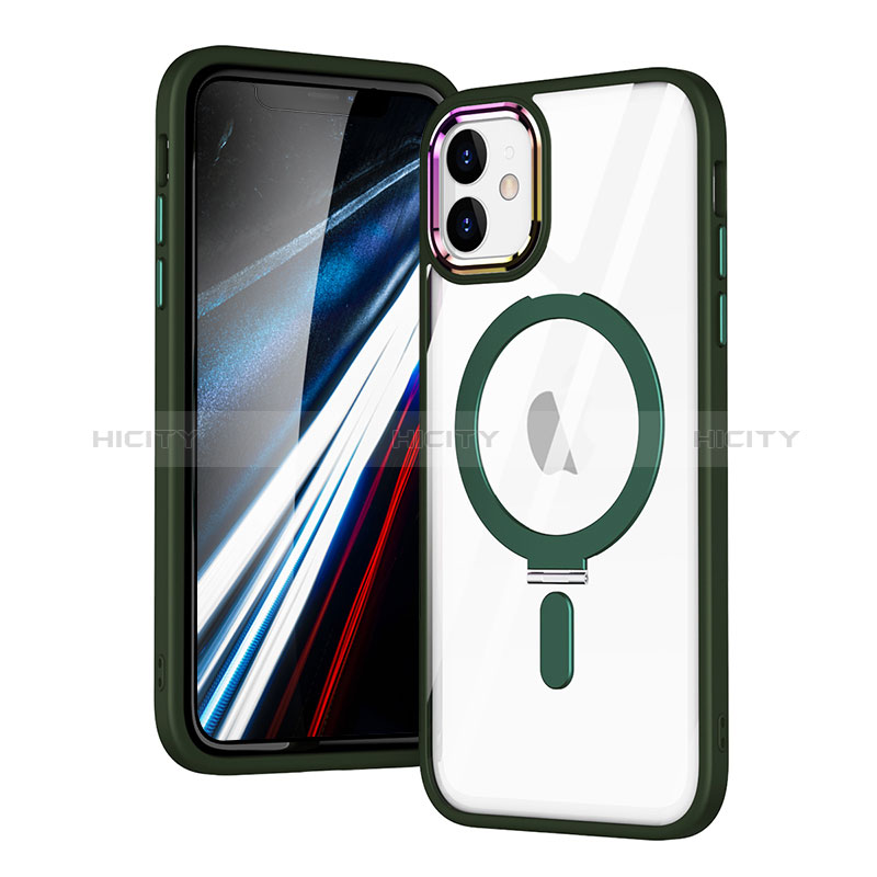 Silikon Hülle Handyhülle Ultradünn Tasche mit Mag-Safe Magnetic Magnetisch Durchsichtig Transparent SD1 für Apple iPhone 11 Grün Plus