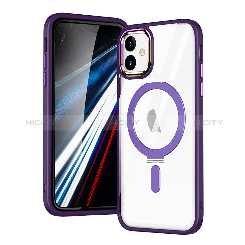 Silikon Hülle Handyhülle Ultradünn Tasche mit Mag-Safe Magnetic Magnetisch Durchsichtig Transparent SD1 für Apple iPhone 12 Violett