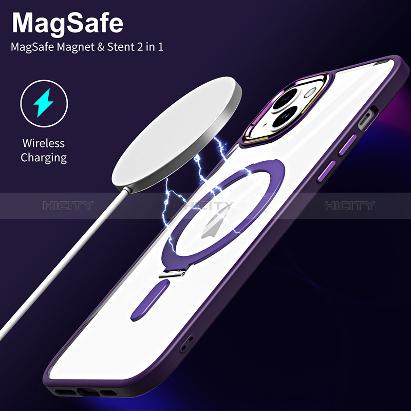Silikon Hülle Handyhülle Ultradünn Tasche mit Mag-Safe Magnetic Magnetisch Durchsichtig Transparent SD1 für Apple iPhone 13 groß