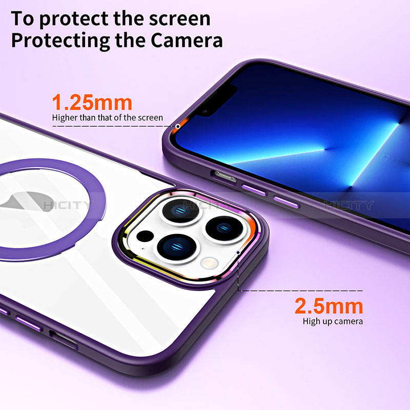 Silikon Hülle Handyhülle Ultradünn Tasche mit Mag-Safe Magnetic Magnetisch Durchsichtig Transparent SD1 für Apple iPhone 13 Pro
