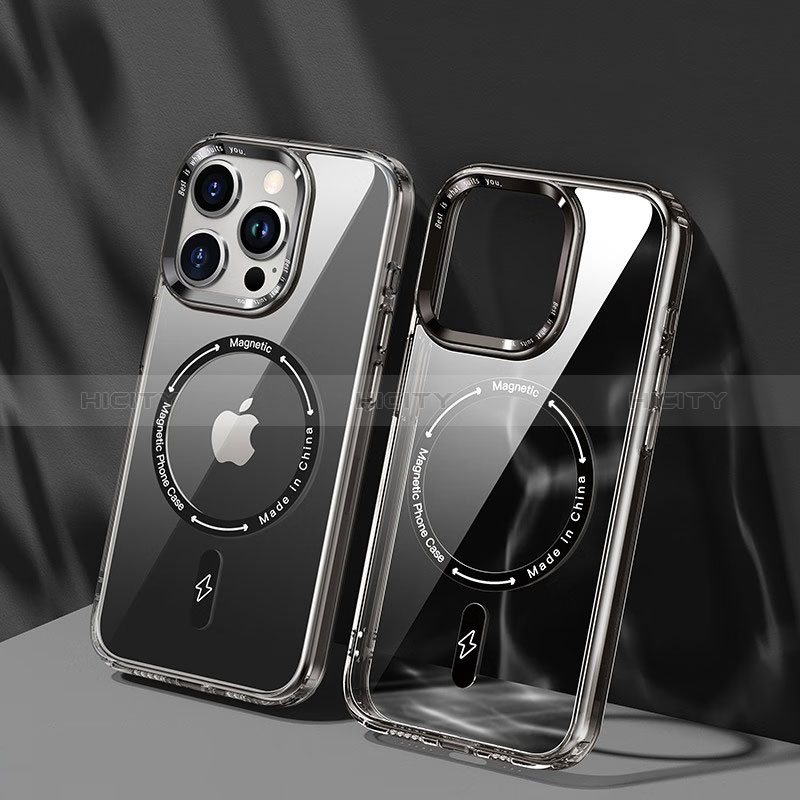 Silikon Hülle Handyhülle Ultradünn Tasche mit Mag-Safe Magnetic Magnetisch Durchsichtig Transparent TB1 für Apple iPhone 14 Pro Max