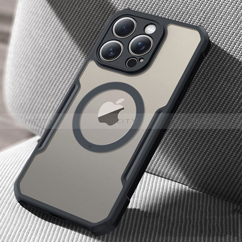 Silikon Hülle Handyhülle Ultradünn Tasche mit Mag-Safe Magnetic Magnetisch Durchsichtig Transparent X02D für Apple iPhone 13 Pro Max Schwarz