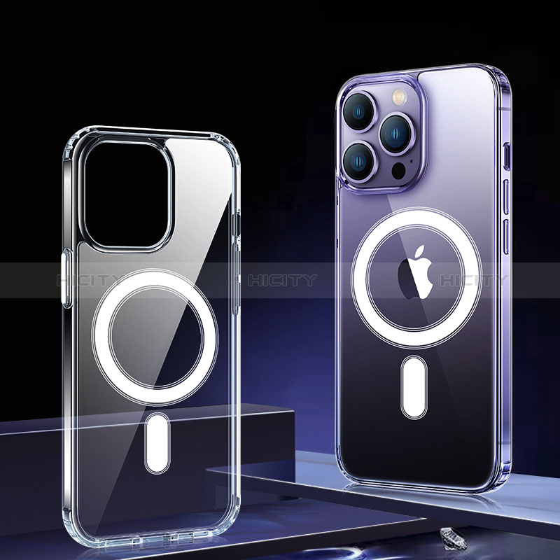 Silikon Hülle Handyhülle Ultradünn Tasche mit Mag-Safe Magnetic Magnetisch Durchsichtig Transparent XD3 für Apple iPhone 14 Pro Klar