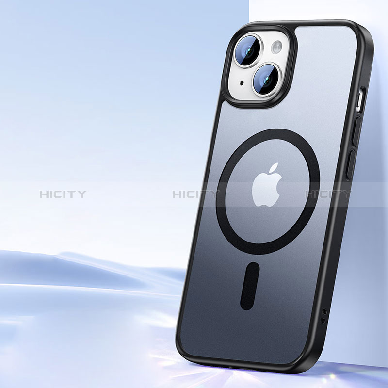 Silikon Hülle Handyhülle Ultradünn Tasche mit Mag-Safe Magnetic Magnetisch Durchsichtig Transparent XD5 für Apple iPhone 13 Schwarz