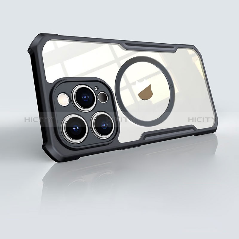 Silikon Hülle Handyhülle Ultradünn Tasche mit Mag-Safe Magnetic Magnetisch Durchsichtig Transparent XD5 für Apple iPhone 14 Pro Max Schwarz
