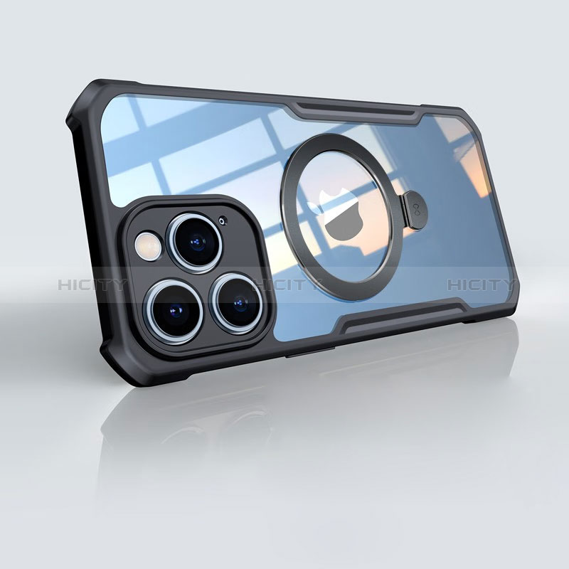 Silikon Hülle Handyhülle Ultradünn Tasche mit Mag-Safe Magnetic Magnetisch Durchsichtig Transparent XD7 für Apple iPhone 13 Pro Schwarz