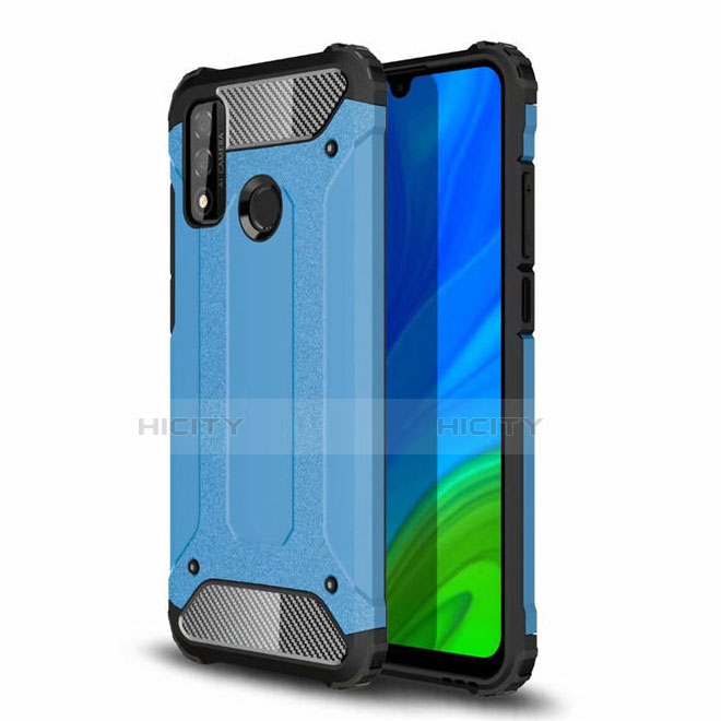 Silikon Hülle Handyhülle und Kunststoff Schutzhülle Hartschalen Tasche für Huawei P Smart (2020) Hellblau Plus