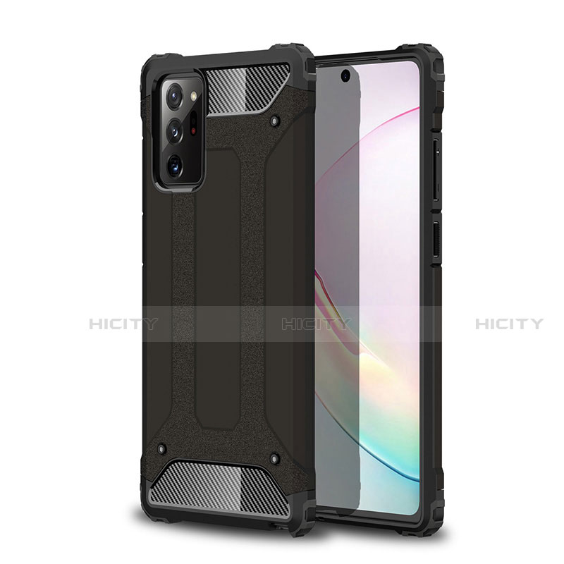 Silikon Hülle Handyhülle und Kunststoff Schutzhülle Hartschalen Tasche für Samsung Galaxy Note 20 Ultra 5G Schwarz Plus
