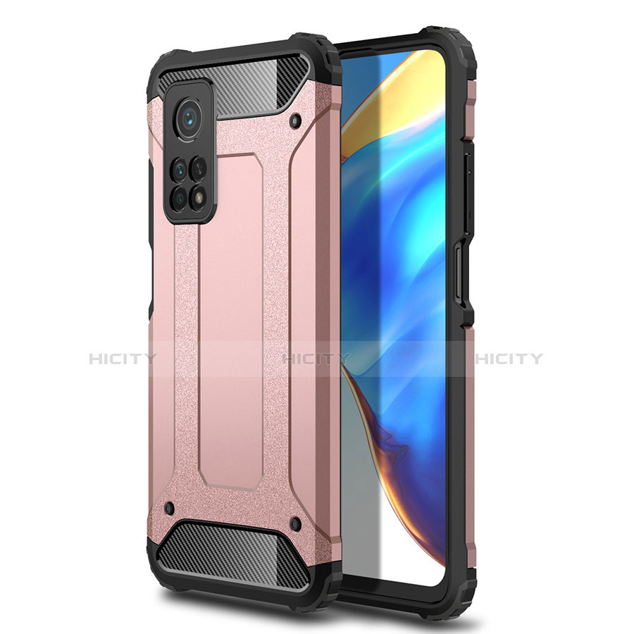 Silikon Hülle Handyhülle und Kunststoff Schutzhülle Hartschalen Tasche für Xiaomi Mi 10T 5G Rosegold Plus