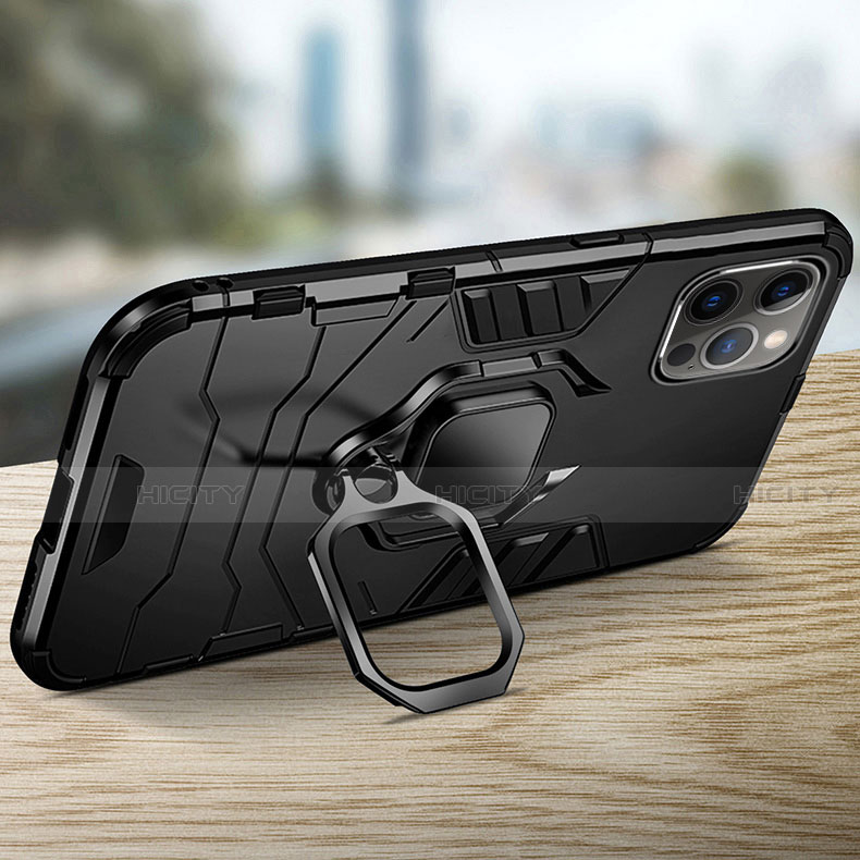 Silikon Hülle Handyhülle und Kunststoff Schutzhülle Hartschalen Tasche mit Magnetisch Fingerring Ständer für Apple iPhone 14
