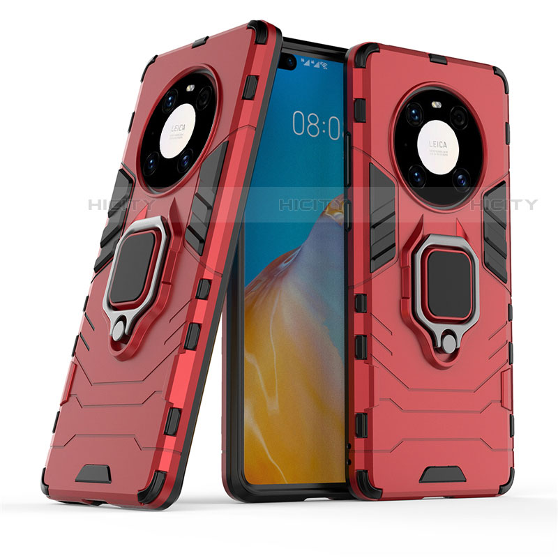 Silikon Hülle Handyhülle und Kunststoff Schutzhülle Hartschalen Tasche mit Magnetisch Fingerring Ständer für Huawei Mate 40 Pro