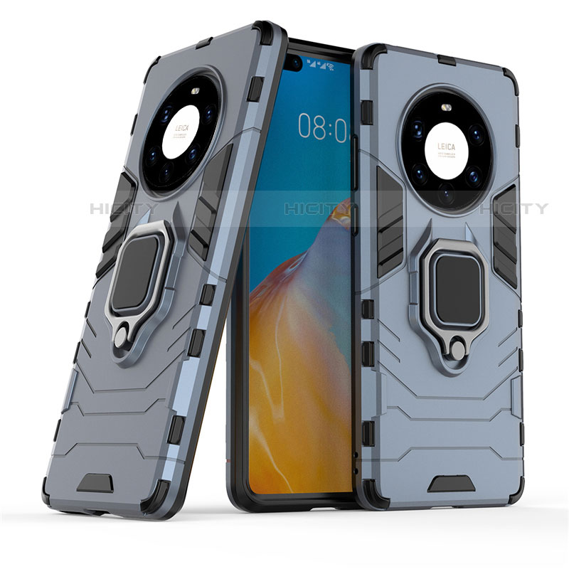 Silikon Hülle Handyhülle und Kunststoff Schutzhülle Hartschalen Tasche mit Magnetisch Fingerring Ständer für Huawei Mate 40 Pro+ Plus groß
