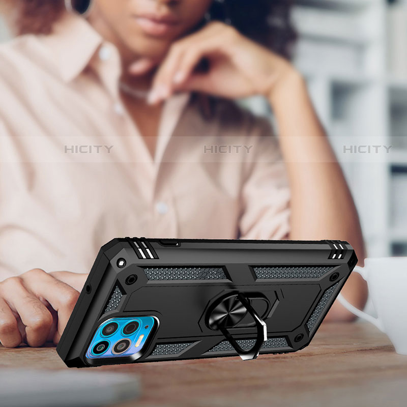 Silikon Hülle Handyhülle und Kunststoff Schutzhülle Hartschalen Tasche mit Magnetisch Fingerring Ständer für Motorola Moto Edge S 5G