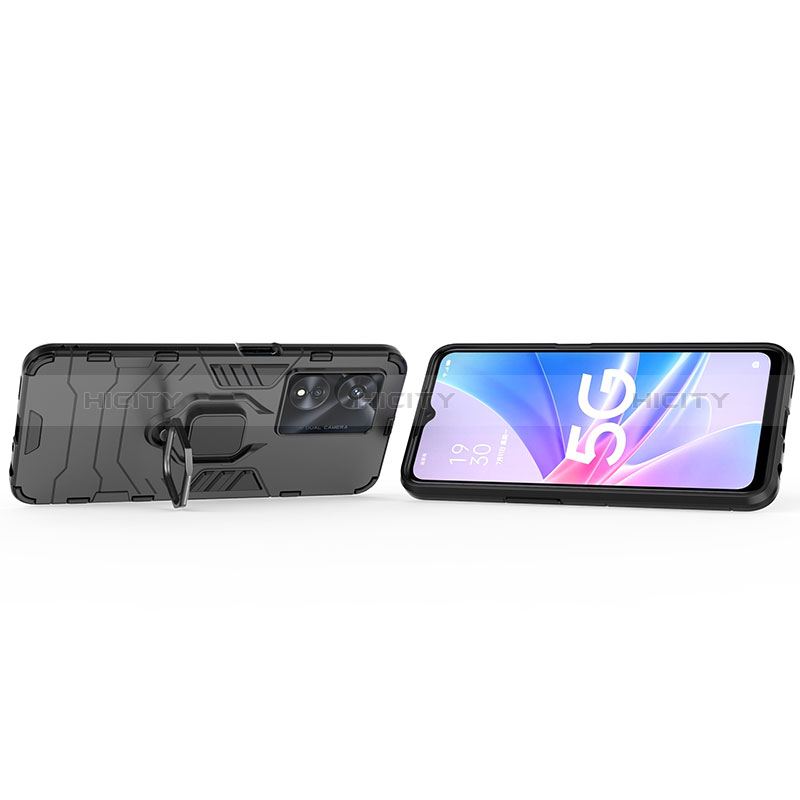 Silikon Hülle Handyhülle und Kunststoff Schutzhülle Hartschalen Tasche mit Magnetisch Fingerring Ständer für Oppo A58 5G
