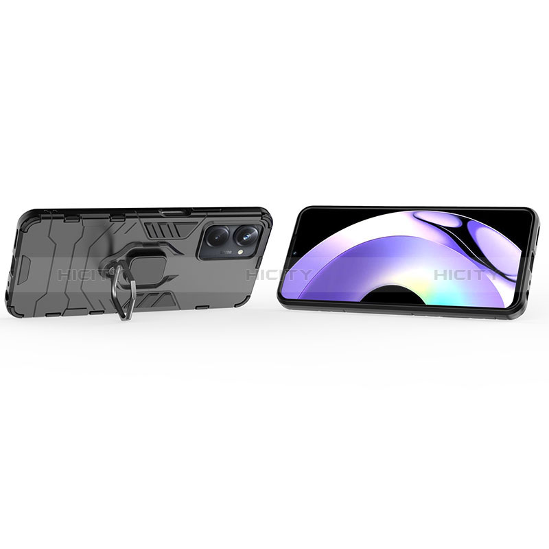 Silikon Hülle Handyhülle und Kunststoff Schutzhülle Hartschalen Tasche mit Magnetisch Fingerring Ständer für Realme 10 Pro 5G
