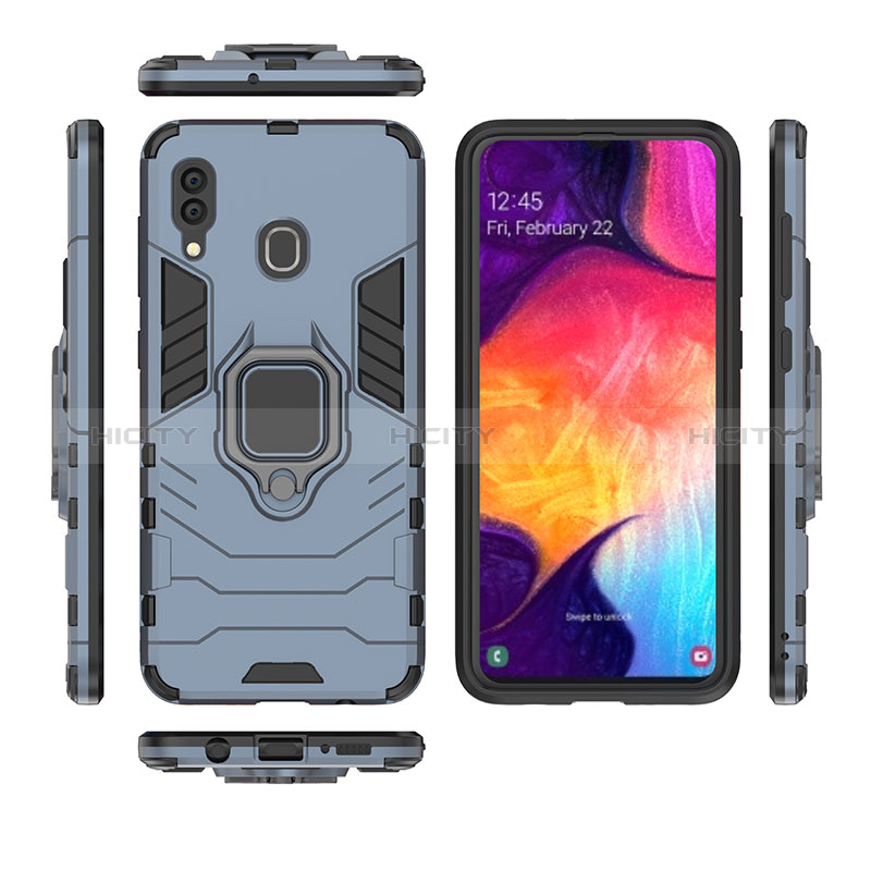 Silikon Hülle Handyhülle und Kunststoff Schutzhülle Hartschalen Tasche mit Magnetisch Fingerring Ständer für Samsung Galaxy A30 groß