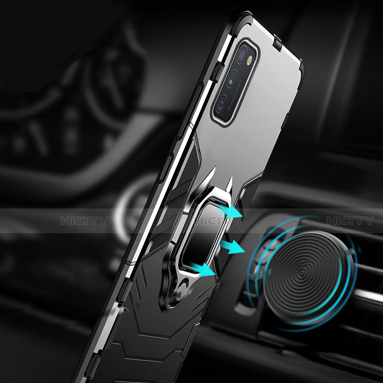 Silikon Hülle Handyhülle und Kunststoff Schutzhülle Hartschalen Tasche mit Magnetisch Fingerring Ständer für Samsung Galaxy A41