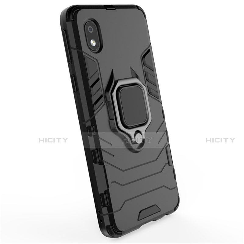 Silikon Hülle Handyhülle und Kunststoff Schutzhülle Hartschalen Tasche mit Magnetisch Fingerring Ständer für Samsung Galaxy M01 Core