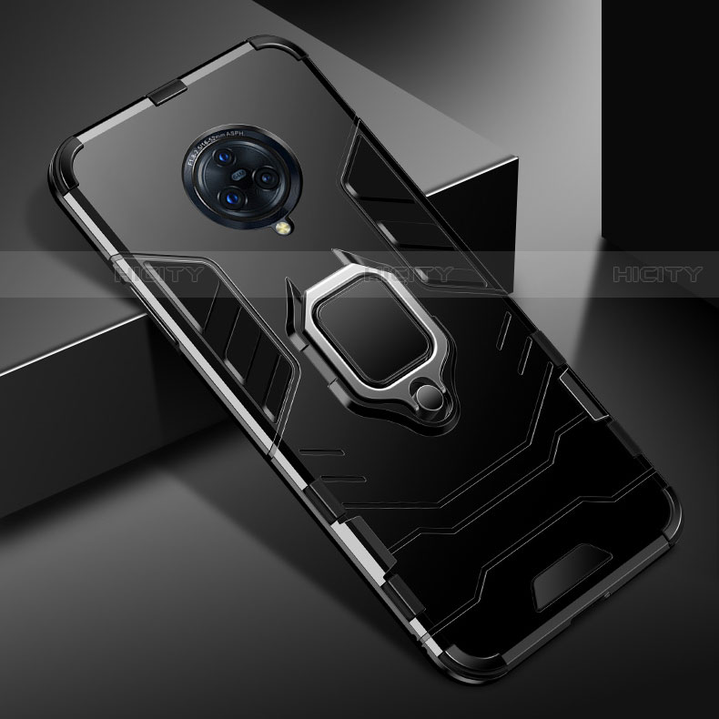 Silikon Hülle Handyhülle und Kunststoff Schutzhülle Hartschalen Tasche mit Magnetisch Fingerring Ständer für Vivo Nex 3 5G groß