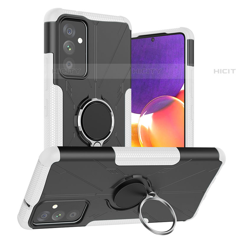 Silikon Hülle Handyhülle und Kunststoff Schutzhülle Hartschalen Tasche mit Magnetisch Fingerring Ständer J01X für Samsung Galaxy A25 5G