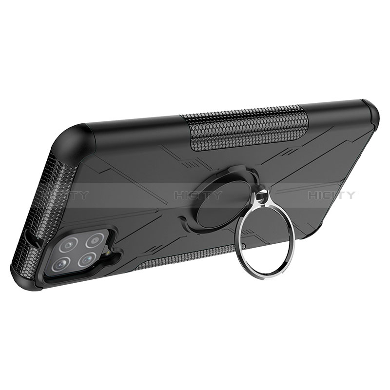 Silikon Hülle Handyhülle und Kunststoff Schutzhülle Hartschalen Tasche mit Magnetisch Fingerring Ständer JX1 für Samsung Galaxy A12 Nacho