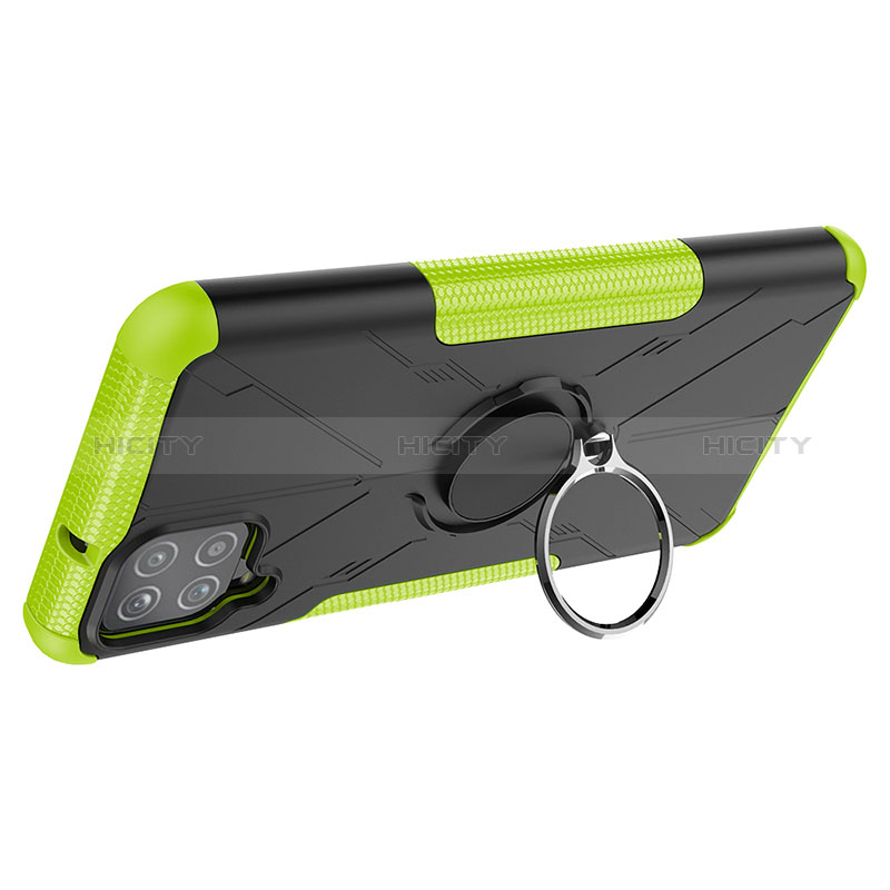 Silikon Hülle Handyhülle und Kunststoff Schutzhülle Hartschalen Tasche mit Magnetisch Fingerring Ständer JX1 für Samsung Galaxy A12 Nacho