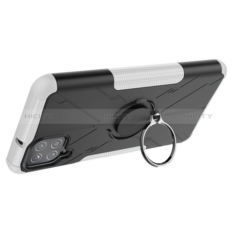 Silikon Hülle Handyhülle und Kunststoff Schutzhülle Hartschalen Tasche mit Magnetisch Fingerring Ständer JX1 für Samsung Galaxy M12