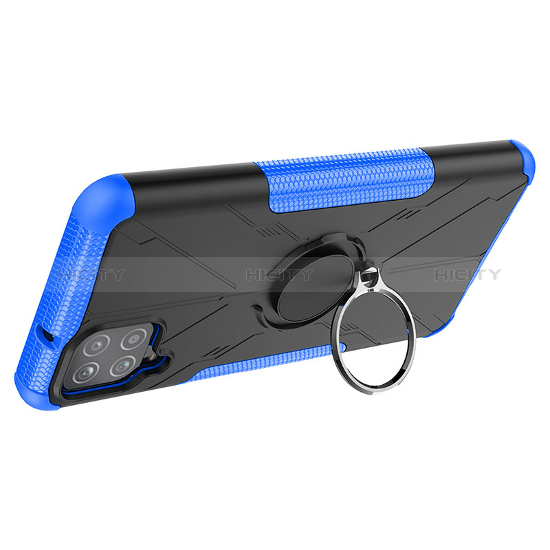 Silikon Hülle Handyhülle und Kunststoff Schutzhülle Hartschalen Tasche mit Magnetisch Fingerring Ständer JX1 für Samsung Galaxy M12