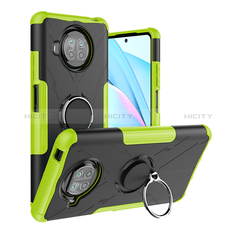 Silikon Hülle Handyhülle und Kunststoff Schutzhülle Hartschalen Tasche mit Magnetisch Fingerring Ständer JX1 für Xiaomi Mi 10T Lite 5G Grün