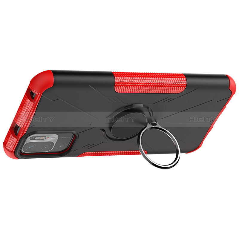 Silikon Hülle Handyhülle und Kunststoff Schutzhülle Hartschalen Tasche mit Magnetisch Fingerring Ständer JX1 für Xiaomi POCO M3 Pro 5G groß