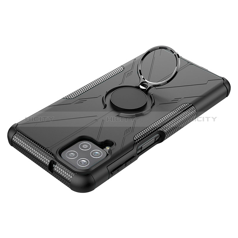 Silikon Hülle Handyhülle und Kunststoff Schutzhülle Hartschalen Tasche mit Magnetisch Fingerring Ständer JX2 für Samsung Galaxy A12 Nacho