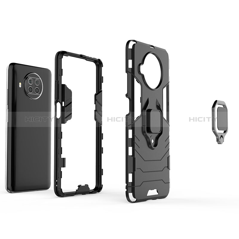 Silikon Hülle Handyhülle und Kunststoff Schutzhülle Hartschalen Tasche mit Magnetisch Fingerring Ständer KC1 für Xiaomi Mi 10T Lite 5G groß