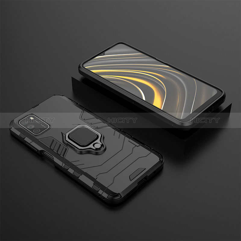 Silikon Hülle Handyhülle und Kunststoff Schutzhülle Hartschalen Tasche mit Magnetisch Fingerring Ständer KC1 für Xiaomi Poco M3