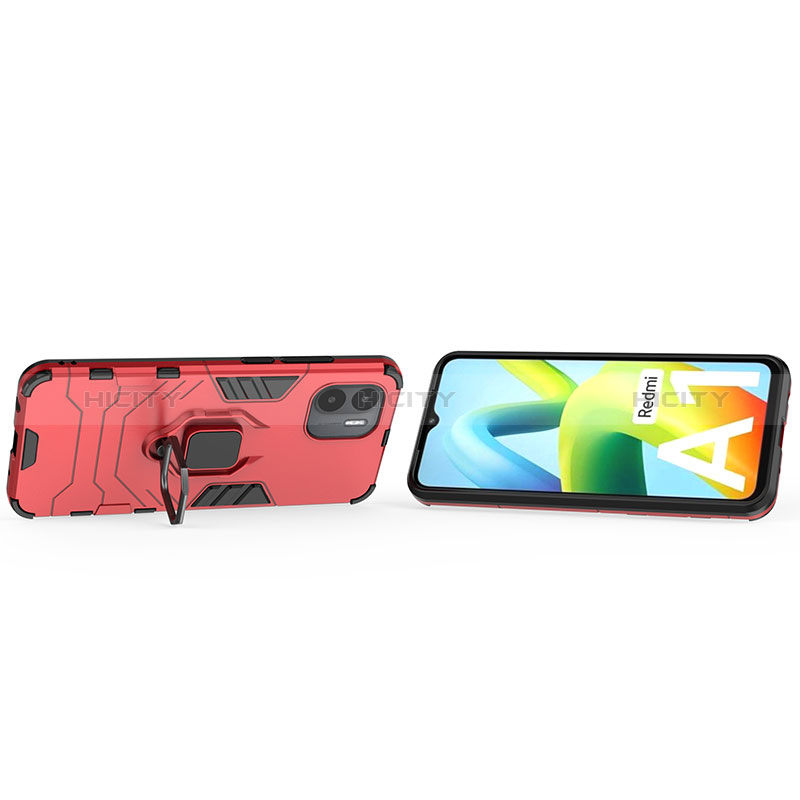 Silikon Hülle Handyhülle und Kunststoff Schutzhülle Hartschalen Tasche mit Magnetisch Fingerring Ständer KC1 für Xiaomi Redmi A2 Plus