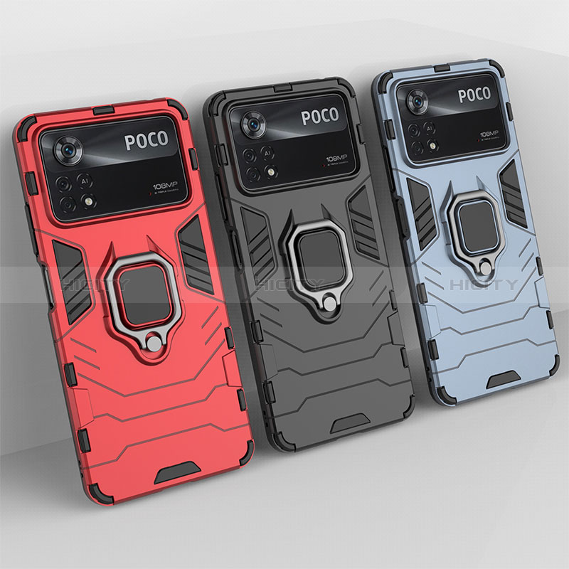 Silikon Hülle Handyhülle und Kunststoff Schutzhülle Hartschalen Tasche mit Magnetisch Fingerring Ständer KC1 für Xiaomi Redmi Note 11E Pro 5G groß