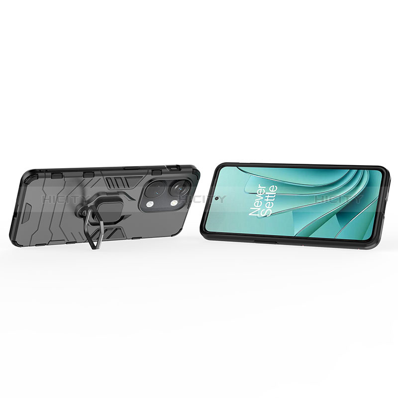 Silikon Hülle Handyhülle und Kunststoff Schutzhülle Hartschalen Tasche mit Magnetisch Fingerring Ständer KC2 für OnePlus Nord 3 5G