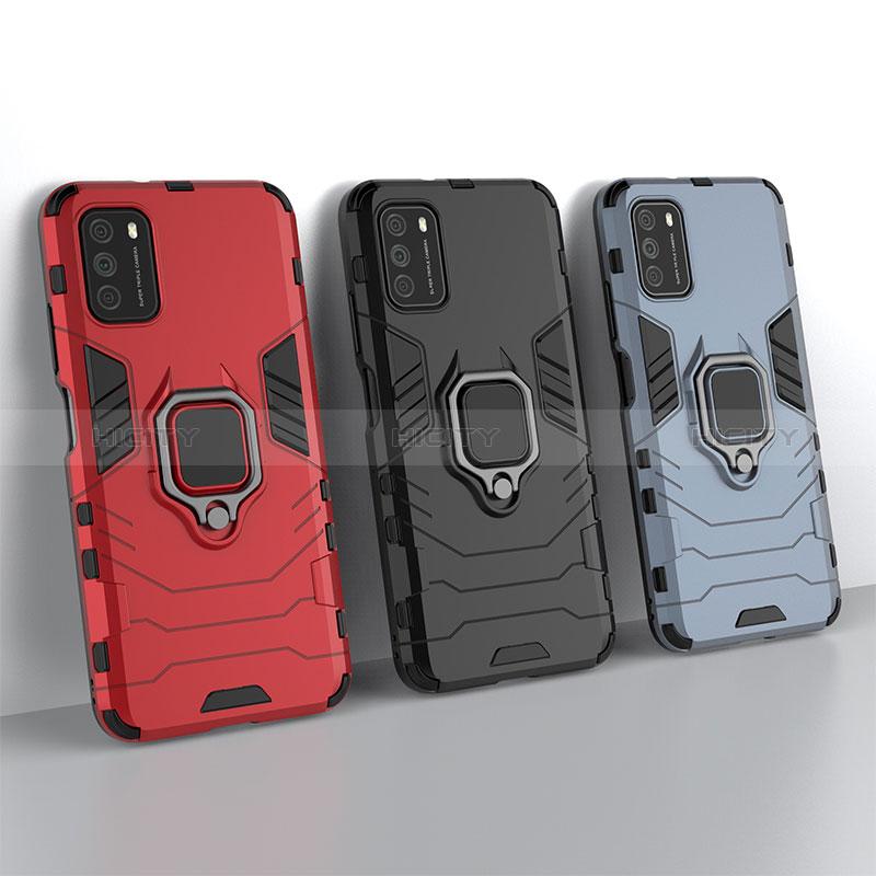 Silikon Hülle Handyhülle und Kunststoff Schutzhülle Hartschalen Tasche mit Magnetisch Fingerring Ständer KC2 für Xiaomi Poco M3