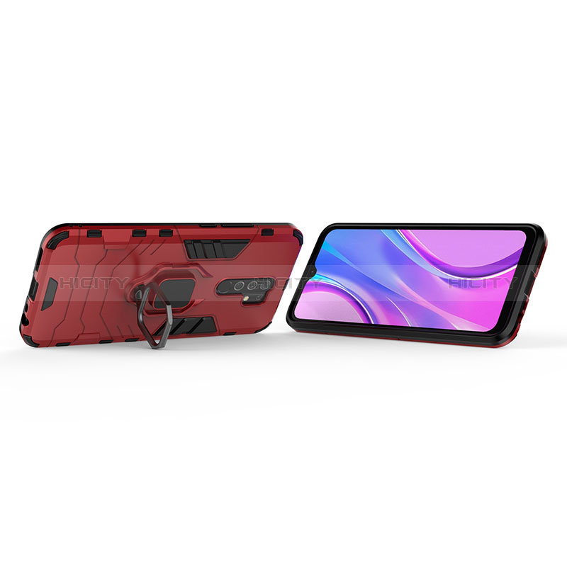 Silikon Hülle Handyhülle und Kunststoff Schutzhülle Hartschalen Tasche mit Magnetisch Fingerring Ständer KC2 für Xiaomi Redmi 9 groß