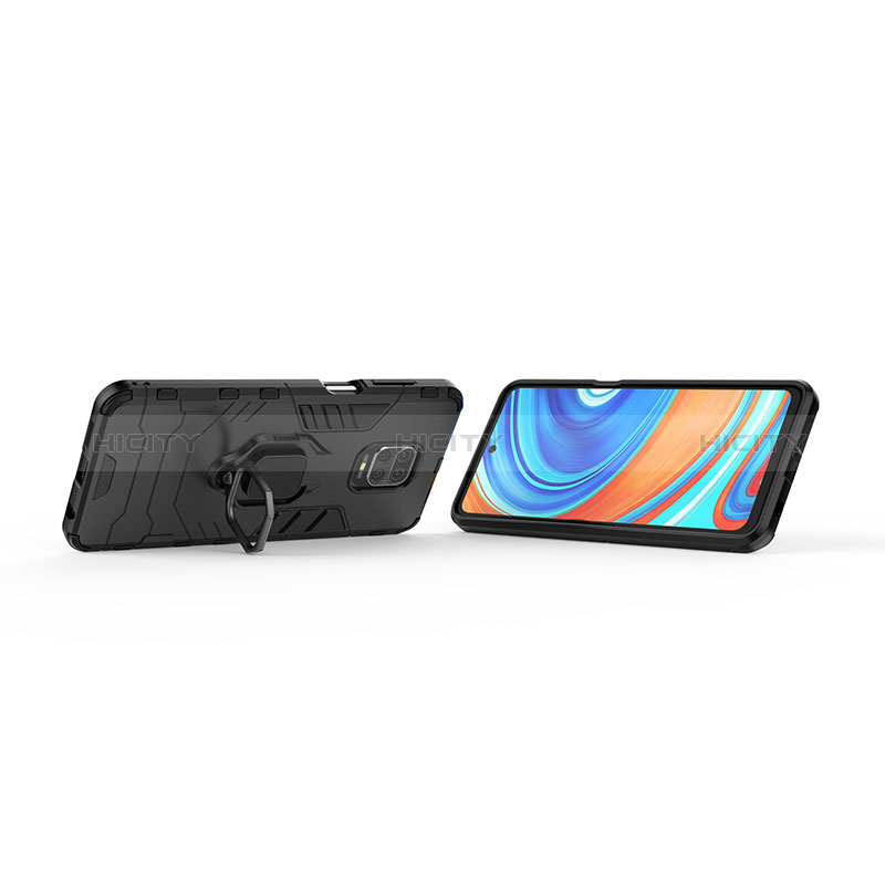 Silikon Hülle Handyhülle und Kunststoff Schutzhülle Hartschalen Tasche mit Magnetisch Fingerring Ständer KC2 für Xiaomi Redmi Note 9 Pro Max