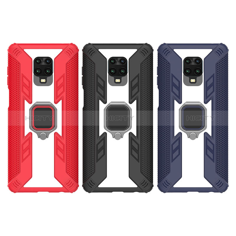 Silikon Hülle Handyhülle und Kunststoff Schutzhülle Hartschalen Tasche mit Magnetisch Fingerring Ständer KC3 für Xiaomi Redmi Note 9 Pro