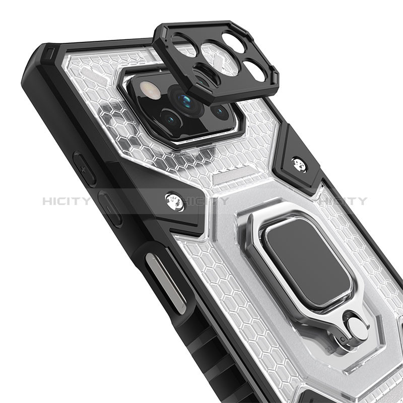 Silikon Hülle Handyhülle und Kunststoff Schutzhülle Hartschalen Tasche mit Magnetisch Fingerring Ständer KC4 für Xiaomi Poco X3 NFC groß