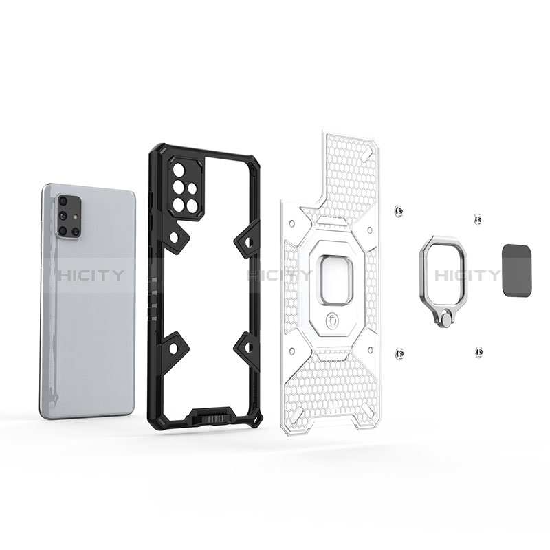 Silikon Hülle Handyhülle und Kunststoff Schutzhülle Hartschalen Tasche mit Magnetisch Fingerring Ständer KC5 für Samsung Galaxy A71 5G