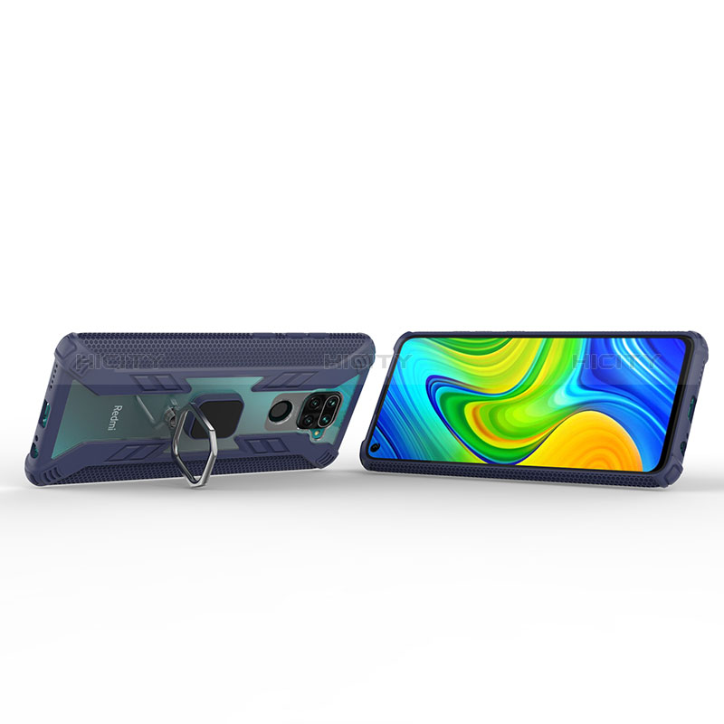 Silikon Hülle Handyhülle und Kunststoff Schutzhülle Hartschalen Tasche mit Magnetisch Fingerring Ständer KC6 für Xiaomi Redmi Note 9